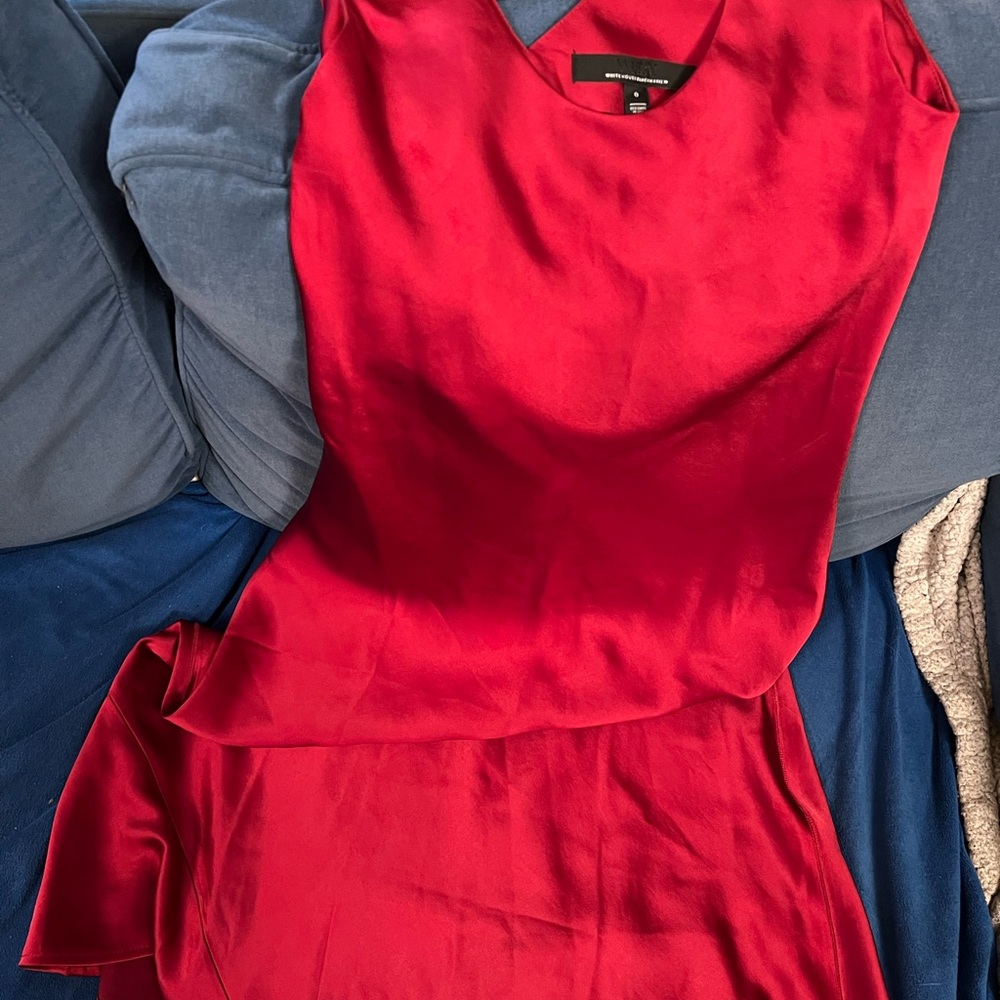 WHBM Size 0 Red Satin Sleeveless dress